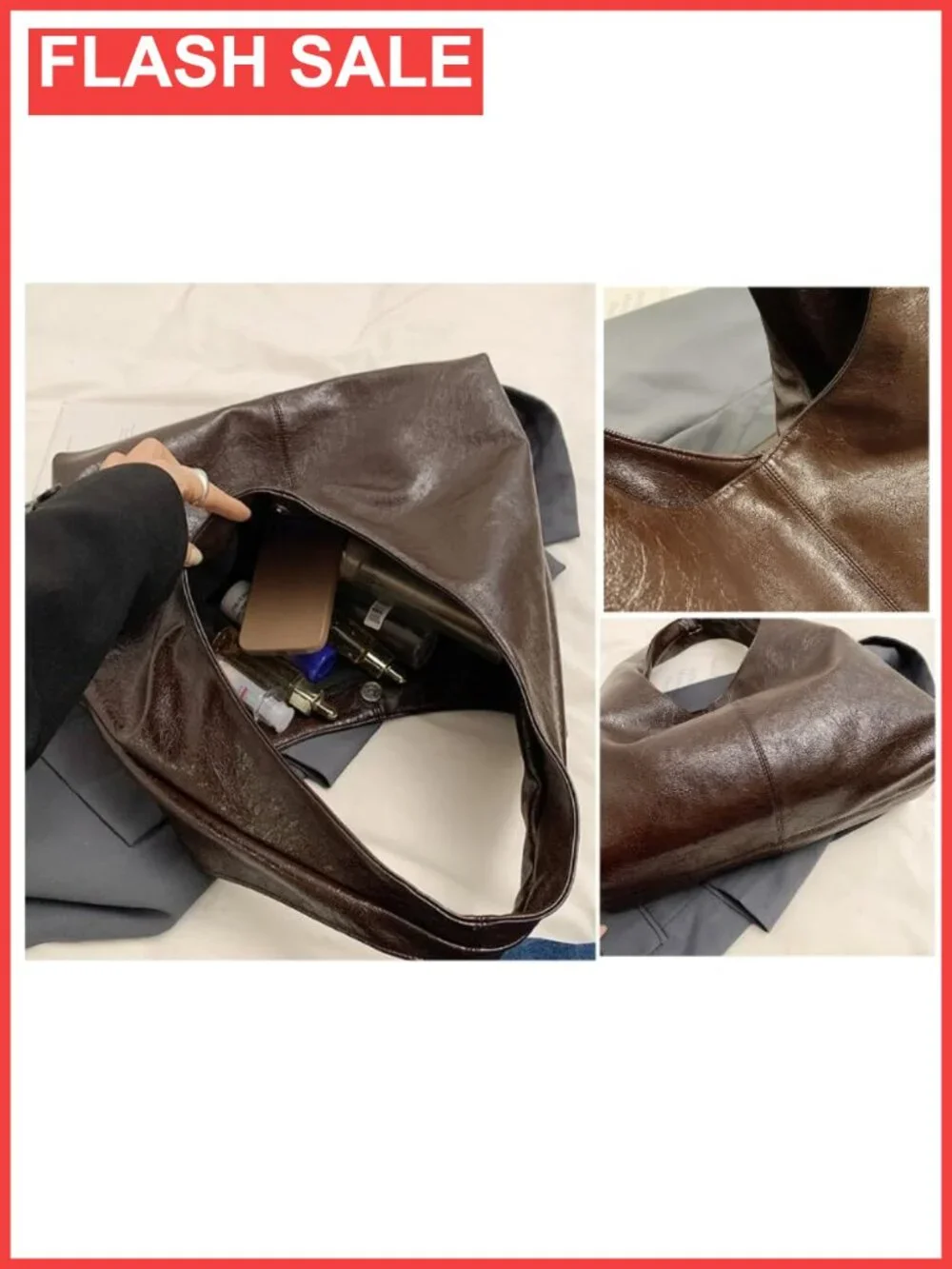 Large Slouchy Hobo Tote Bag Faux Leather Work Tote for Women